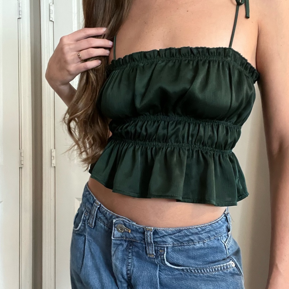 Princess Polly Green Ruffled Women's Top